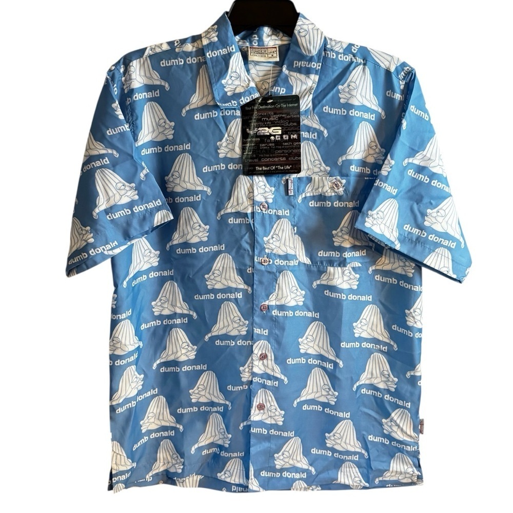 NWT Vintage FUBU Platinum X Fat Albert Dumb Donald All Over Print Shirt Sz M
